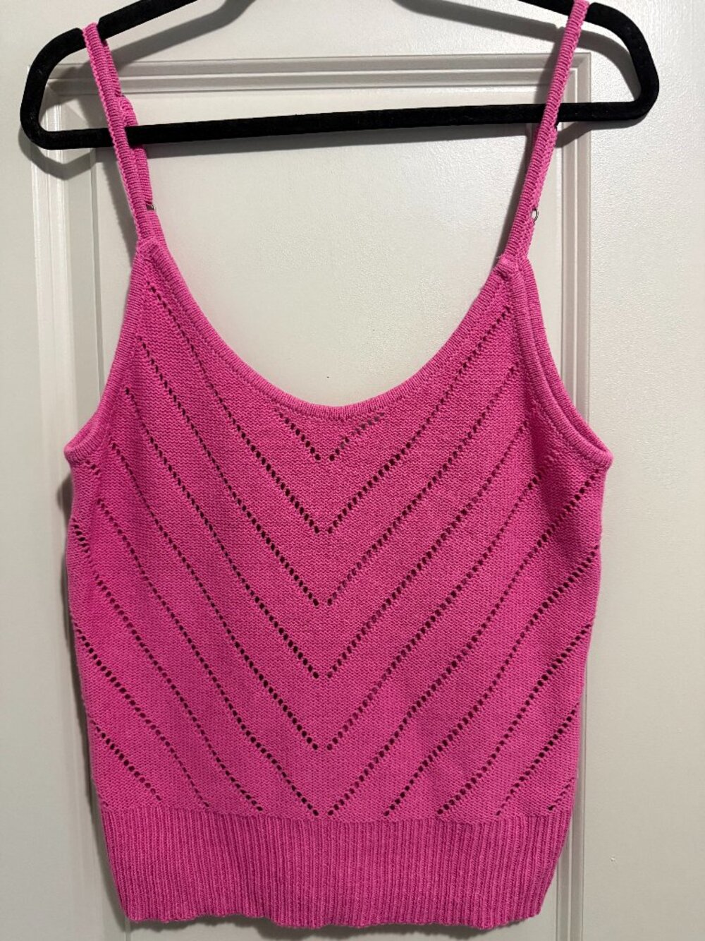 Roxy Pink Fitted Ribbed Chevron Knit Camisole Womens Tank Top XL New Unworn